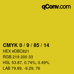 颜色代码: CMYK 0 / 9 / 85 / 14 | qconv.com