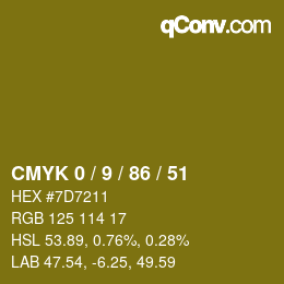 颜色代码: CMYK 0 / 9 / 86 / 51 | qconv.com