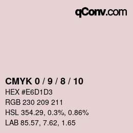 カラーコード: CMYK 0 / 9 / 8 / 10 | qconv.com