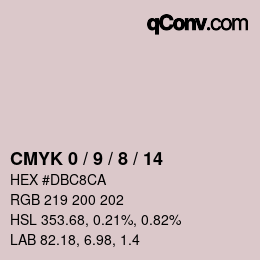 カラーコード: CMYK 0 / 9 / 8 / 14 | qconv.com