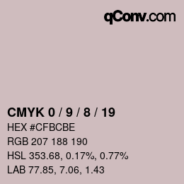 カラーコード: CMYK 0 / 9 / 8 / 19 | qconv.com