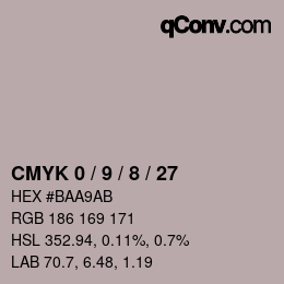 カラーコード: CMYK 0 / 9 / 8 / 27 | qconv.com