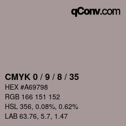 カラーコード: CMYK 0 / 9 / 8 / 35 | qconv.com