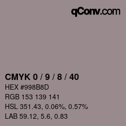 カラーコード: CMYK 0 / 9 / 8 / 40 | qconv.com