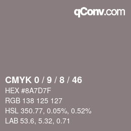 颜色代码: CMYK 0 / 9 / 8 / 46 | qconv.com