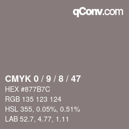 颜色代码: CMYK 0 / 9 / 8 / 47 | qconv.com