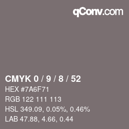 Color code: CMYK 0 / 9 / 8 / 52 | qconv.com