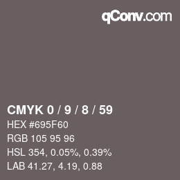 Color code: CMYK 0 / 9 / 8 / 59 | qconv.com