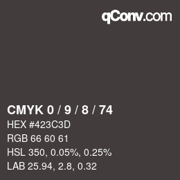 カラーコード: CMYK 0 / 9 / 8 / 74 | qconv.com