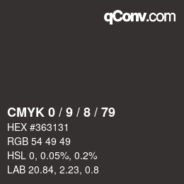 Color code: CMYK 0 / 9 / 8 / 79 | qconv.com