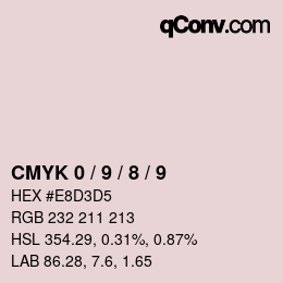 Code couleur: CMYK 0 / 9 / 8 / 9 | qconv.com