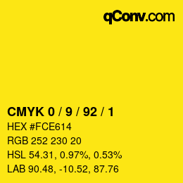Color code: CMYK 0 / 9 / 92 / 1 | qconv.com