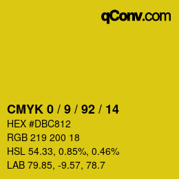 カラーコード: CMYK 0 / 9 / 92 / 14 | qconv.com
