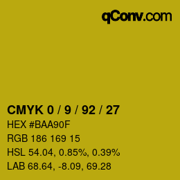 カラーコード: CMYK 0 / 9 / 92 / 27 | qconv.com