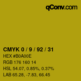 カラーコード: CMYK 0 / 9 / 92 / 31 | qconv.com