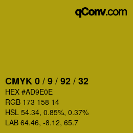 Color code: CMYK 0 / 9 / 92 / 32 | qconv.com