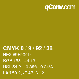 颜色代码: CMYK 0 / 9 / 92 / 38 | qconv.com