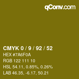 颜色代码: CMYK 0 / 9 / 92 / 52 | qconv.com
