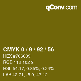 カラーコード: CMYK 0 / 9 / 92 / 56 | qconv.com