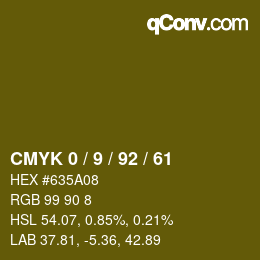 カラーコード: CMYK 0 / 9 / 92 / 61 | qconv.com
