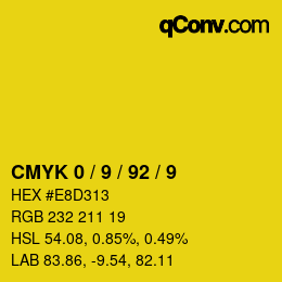 Color code: CMYK 0 / 9 / 92 / 9 | qconv.com