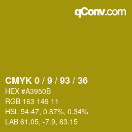 Farbcode: CMYK 0 / 9 / 93 / 36 | qconv.com
