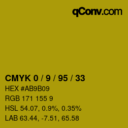 カラーコード: CMYK 0 / 9 / 95 / 33 | qconv.com