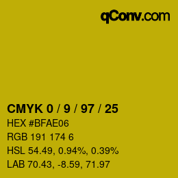 Color code: CMYK 0 / 9 / 97 / 25 | qconv.com