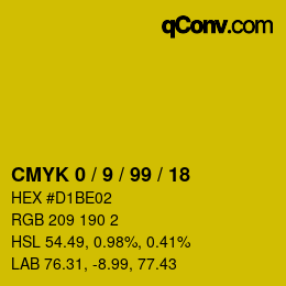 Color code: CMYK 0 / 9 / 99 / 18 | qconv.com