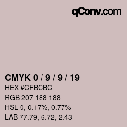 カラーコード: CMYK 0 / 9 / 9 / 19 | qconv.com