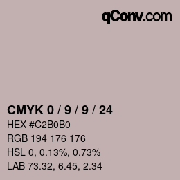 カラーコード: CMYK 0 / 9 / 9 / 24 | qconv.com