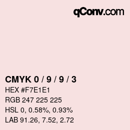 Farbcode: CMYK 0 / 9 / 9 / 3 | qconv.com