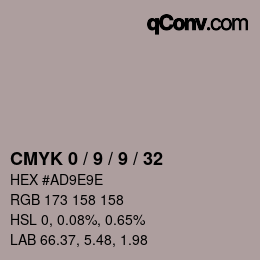 Farbcode: CMYK 0 / 9 / 9 / 32 | qconv.com