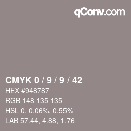 Color code: CMYK 0 / 9 / 9 / 42 | qconv.com