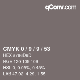 カラーコード: CMYK 0 / 9 / 9 / 53 | qconv.com