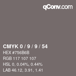 カラーコード: CMYK 0 / 9 / 9 / 54 | qconv.com