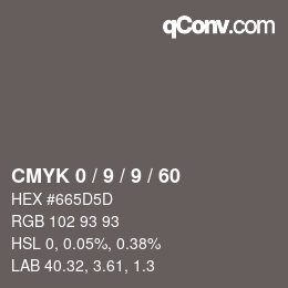 カラーコード: CMYK 0 / 9 / 9 / 60 | qconv.com