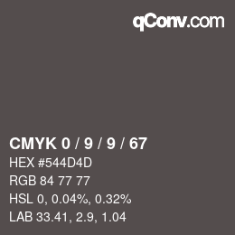 カラーコード: CMYK 0 / 9 / 9 / 67 | qconv.com