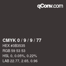 Color code: CMYK 0 / 9 / 9 / 77 | qconv.com