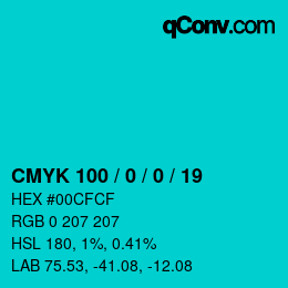 Color code: CMYK 100 / 0 / 0 / 19 | qconv.com