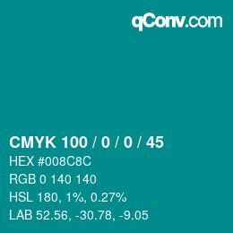 颜色代码: CMYK 100 / 0 / 0 / 45 | qconv.com