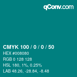 Color code: CMYK 100 / 0 / 0 / 50 | qconv.com