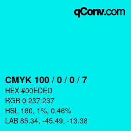 Farbcode: CMYK 100 / 0 / 0 / 7 | qconv.com