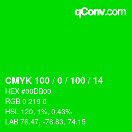 Color code: CMYK 100 / 0 / 100 / 14 | qconv.com