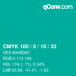 Color code: CMYK 100 / 0 / 10 / 32 | qconv.com