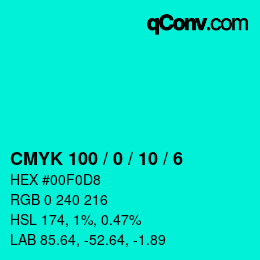 Color code: CMYK 100 / 0 / 10 / 6 | qconv.com