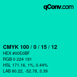 Color code: CMYK 100 / 0 / 15 / 12 | qconv.com