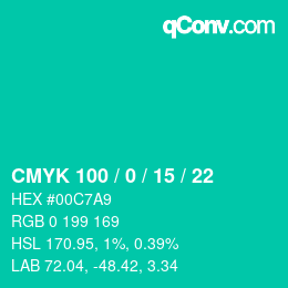 Color code: CMYK 100 / 0 / 15 / 22 | qconv.com