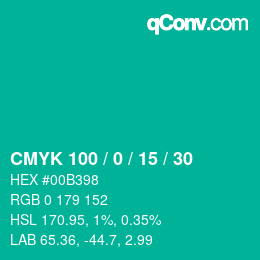 Código de color: CMYK 100 / 0 / 15 / 30 | qconv.com