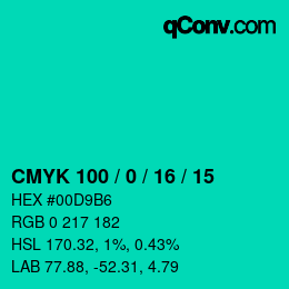 Farbcode: CMYK 100 / 0 / 16 / 15 | qconv.com